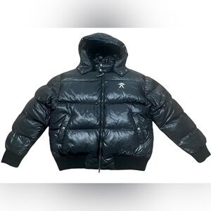Artful Dodger Puffer Jacket Black Hooded Down Zip Hip Hop Streetwear Mens XL